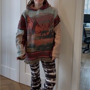 Unique vintage handmade tapestry blanket sweatshirt hoodie